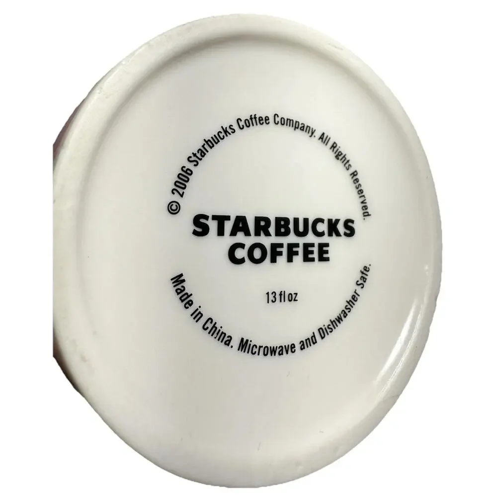 Starbucks Coffee Mug 2006 Floral 13 oz w/ Green Lid Steep Rest EUC‎